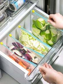 100pcs, Food Preservation Bags, Convenient Zipper Seal Bags, Refrigerator Food Storage Bags, Food Classification Storage Bags, Large Capacity Food Packaging Bags - View 1