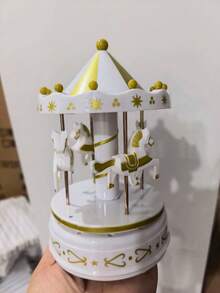 1pc Rotating Carousel Music Box, Mechanical Driven, No Battery Required, Cake Shaped, Gift, Valentine's Day, Christmas Gift, Decorative Ornament - A - View 13