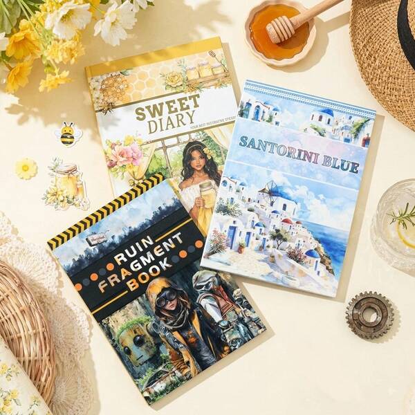 20Sheets Large Size Waterproof Dual-Material Seaside Town Washi PET Sticker Book Beautiful Lady Stickers Set For Scrapbooking Junk Journal Planner