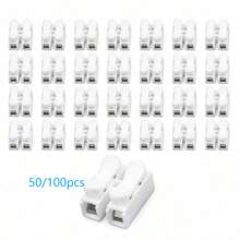 100pcs Multi-Specification Optional, Quick Terminal Connector, Push-In Connector, 2-Pin Flame Retardant LED Light Connector, CH-2 Quick Wiring Terminal 2-Position Press-Type Wire Clamp Terminal Light Fixture Self-Locking Terminal Wiring Connector Wiring Tool - Multi-color - View 5