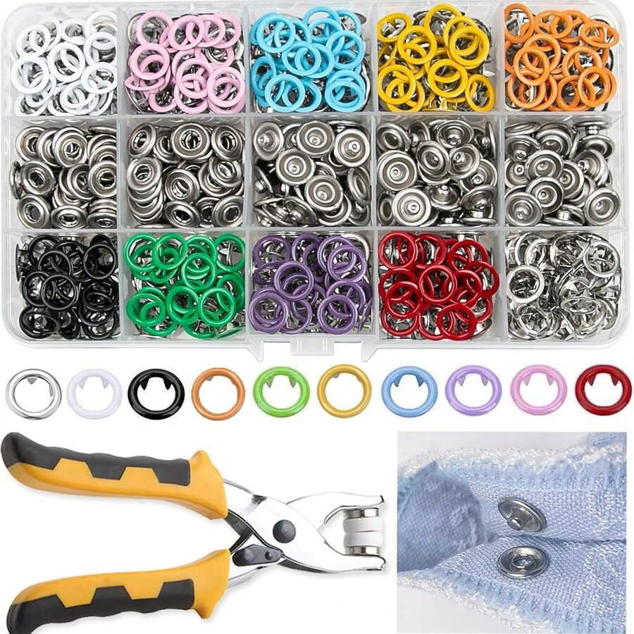 11mm Metal Button Set With Tool Plier For Easy Application On Multiple Fabrics Corrosion Resistant Snaps Button - A - View 1