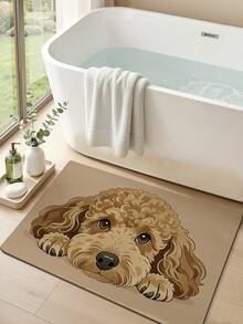 DAJIANG 1pc Multicolor Dog Cartoon Cute Doormat Rug, Suitable For Bathroom, Kitchen, Outdoor, Indoor, Bedroom, Living Room, Bedside, Machine Washable Easy To Clean, Non-Slip Backing Entryway Mat - Curly Poodle - Khaki - View 7