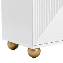 Sideboard With Four Shaped Doors, Adjustable Internal Shelves, Metal Handles And Spherical Legs.[ ], 120 X 35 X 71.5 Cm - White - View 11