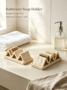 Unique Modern Design Wavy Soap Dish, Faux Agate With Base Soap Box Soap Holder Soap Tray, Suitable For Shower, Countertop, Kitchen Sink, Anti-Slip Soap Rack, Rust-Proof Soap Storage Box, Suitable For Home And Hotel - Multicolor - View 2
