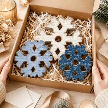 1pc Vintage Distressed Wooden Snowflake Tabletop Decor, Farmhouse Style Winter Christmas Snowflake Tiered Tray Decoration, Wooden Snowflake Desktop Ornament, Suitable For Holiday Home Fireplace Mantel Decor, Christmas New Year Party Decoration, Gift - A - View 4
