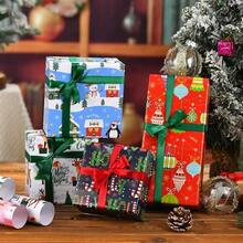 34/68/106pcs Christmas Gift Wrapping Paper(Includes Stickers), Cute Santa Claus Christmas Hat Christmas Snowman Wrapping Paper,Various Patterns - Style a - View 4