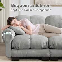 Sofa Grey Made Of Chenille For Living Room - 淺灰色 3 人座 - 查看 6