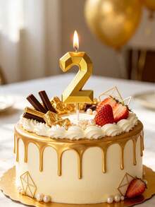 1pc Gold 0-9 Diamond Number Birthday Party Cake Decoration Candle Party Photography Prop Gift Birthday Candle - Gold - View 3