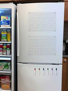 1 Set White Line Magnetic Transparent Acrylic Refrigerator Weekly And Monthly Planner Board, Erasable Memo Message Board For Home, Fridge Magnetic Whiteboard (Includes Colorful Markers) - Multicolor - View 7
