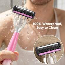 High-Quality Gradient Color Women's Manual Shaving Set With 6/12/18/24 Replacement 6-Layer Stainless Steel Razor Blades, Washable Razor For Intimate Areas, Underarm Hair, Leg Hair, Shaving Tool, Body Grooming Razor, Men's Shaving Razor, Beard Razor, Daily Hair Trimming, Premium Travel Choice - 1 Gradient Blue Handle + 6 Replacement Blades - View 11
