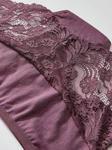 1PC Plus Size Women's Sexy Lace Boxer Briefs, Comfortable And Elegant, Full Lace, Semi-Transparent, Sexy Lace, Halloween Gifts - Purple - View 6
