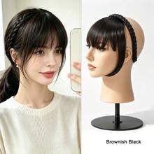 Braided Headband With Bangs, Synthetic Fiber Invisible Bangs Hair Extensions, 3-Strand Braided Headband Wig, Covers Large Forehead, Heat-Resistant Women's Hair Accessory - Multicolor - View 13