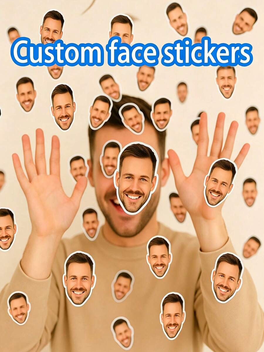 1/10/20pcs Customized Face Stickers - Personalized Party, Birthday Or Wedding Sequin Decorations - Multicolor - View 1