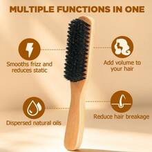 Goiple Hair Styling Comb With Wooden Handle, Anti-Static Professional Detangling Comb, Smooths Frizz And Flyaways, Creates Sleek Ponytail, Suitable For Salon, Travel And Daily Use - Multicolor - View 6