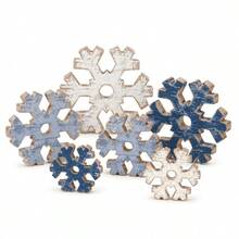 1pc Vintage Distressed Wooden Snowflake Tabletop Decor, Farmhouse Style Winter Christmas Snowflake Tiered Tray Decoration, Wooden Snowflake Desktop Ornament, Suitable For Holiday Home Fireplace Mantel Decor, Christmas New Year Party Decoration, Gift - A - View 8