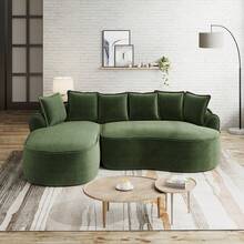 Chaise Lounge Green Made Of Chenille For Living Room And Relaxation Area - Green 3 Seat - 查看 1