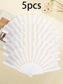 Portable Plastic Handheld Folding Fan, Suitable For Weddings, Parties, Wall Decor, Home Decor, Performance Props. DIY Fan. Party, Gift. - Multicolor - View 33