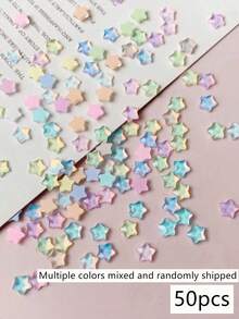 50pcs/Pack Flat Star-Shaped Rhinestone Nail Art Decorations, Summer Style DIY Nail Accessories Nail Charms - Multicolor - View 8
