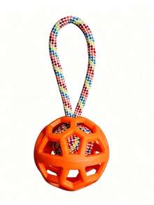 Durable TPR Braided Rope Handle Dog Toy Ball - High Elasticity Interactive Game Cleaning Teeth Training Ball For All Dog Breeds, Fun Design Pet Chewing Ball - Multicolor - View 3
