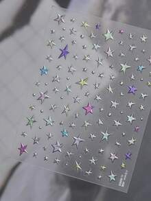 1張龐克風星星美甲貼紙，骷髏與音符美甲貼花，無殘膠美甲藝術 - 彩色 - 查看 4