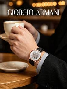 Armani Men's Automatic Mechanical Watch, Silver Hollow Dial, Black Crocodile Leather Strap, 30m Water Resistant AR60007 - Rose Gold - View 6