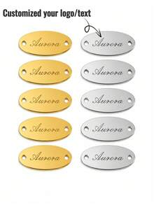 Custom Stainless Steel Logo Label, Suitable For Swimwear, Size 1.38*0.79 Inches, Engraved Brand Label, For Sewing, For Personalized DIY Exclusive Logo, Designer Clothing Label, Bulk Labels, Jewelry Decoration DIY, Label Slightly Large, Pay Attention To Size - Multicolor - View 2