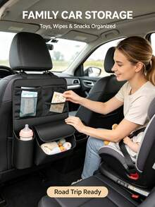 1pc Car Trunk Multi-Function Storage Bag, Off-Road Vehicle Seat Back Storage Rack, Car Accessories, Multi-Function Hanging Storage, Rear Seat Storage Bag, Space-Saving, Keep Car Interior Clean And Organized, Car Essentials - Black - View 6