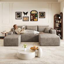 Camel 4 Seat Sofa - Modern L Shape Fabric Sofa For Living Room - 駱駝色 4 人座 - 查看 2