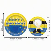 10/20/40pcs Cartoon Mini Jeans Disposable Paper Plates, Yellow Cartoon Banana Happy Birthday Print, 7 Inch And 9 Inch Party Plates, Suitable For Birthday Party, Cartoon Theme Party, Summer Pool Party, Afternoon Tea And Holiday Celebration Table Decor - Multicolor - View 8