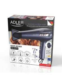Adler مجفف شعر مع سلك قابل للسحب، مجفف شعر أيوني مع موزع، مجفف هواء - 2400 واط، بكرة السلك، موزع مشمول - قابس اتحاد أوروبي نوع E (220 إلى 240 فولت) - مشاهدة 10