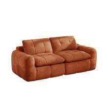 Sofa Orange Made Of Chenille For Living Room - 橘色雙座 - 查看 5