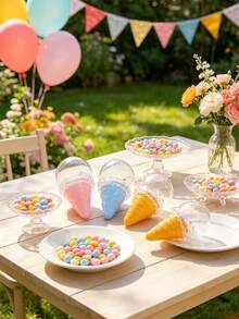 10pcs/5pcs/1pc Ice Cream Cone Shaped Plastic Candy Box - Transparent Ice Cream Cone Design Candy Container, Perfect For Candy And Snack Packaging And Holiday Party Gift Decoration, Suitable For Weddings, Birthday Parties, Theme Parties, Graduation Celebrations, Back To School Parties, Bachelor/Bachelorette Parties, Housewarming, Anniversaries, Bridal Showers, Etc. - One Size Fits All - View 5