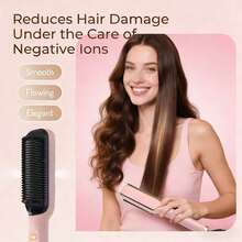 BLUTOOL Hair Straightener Brush, Fast Heating Ceramic Straightening Comb With 5 Temperature Settings, Anti-Scald , Portable Frizz-Free Straightening Brush For Women, Perfect For Home Salon Travel - US A Type Plug(110-127V) - View 2