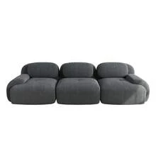 Modular 3 Seat Sofa Grey Corduroy Fabric - Frame Less, No Assembly For Living Room - 灰色 3 人座 - 查看 4