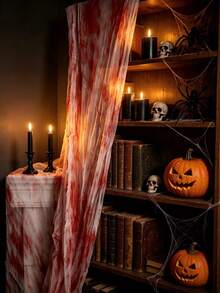 2pcs Red Blood Stained Horror Fabric, Halloween Scary Gauze Cloth, Halloween Horror Fabric - Scary Gauze Blood Stained Horror Cloth, Suitable For Haunted House Halloween Party Yard Wall Doorway Outdoor Decoration Window Doorway Covering Gauze, Table Centerpiece Decoration, Yard Decoration, Horror Atmosphere Background Decoration, Halloween Decoration, Halloween Costume Props, Halloween Gift, Prank Costume - Color - View 9