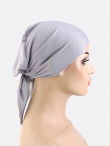 2pcs Women's Elastic Headscarf Hat, Solid Color Tie-Up Headwrap, Hair Protection Cap, Suitable For Daily Use - Multicolor - View 5