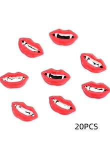20Pcs Vampire Lip Nail Charms Alloy Gothic Halloween Nail Art Decor - Red - View 6