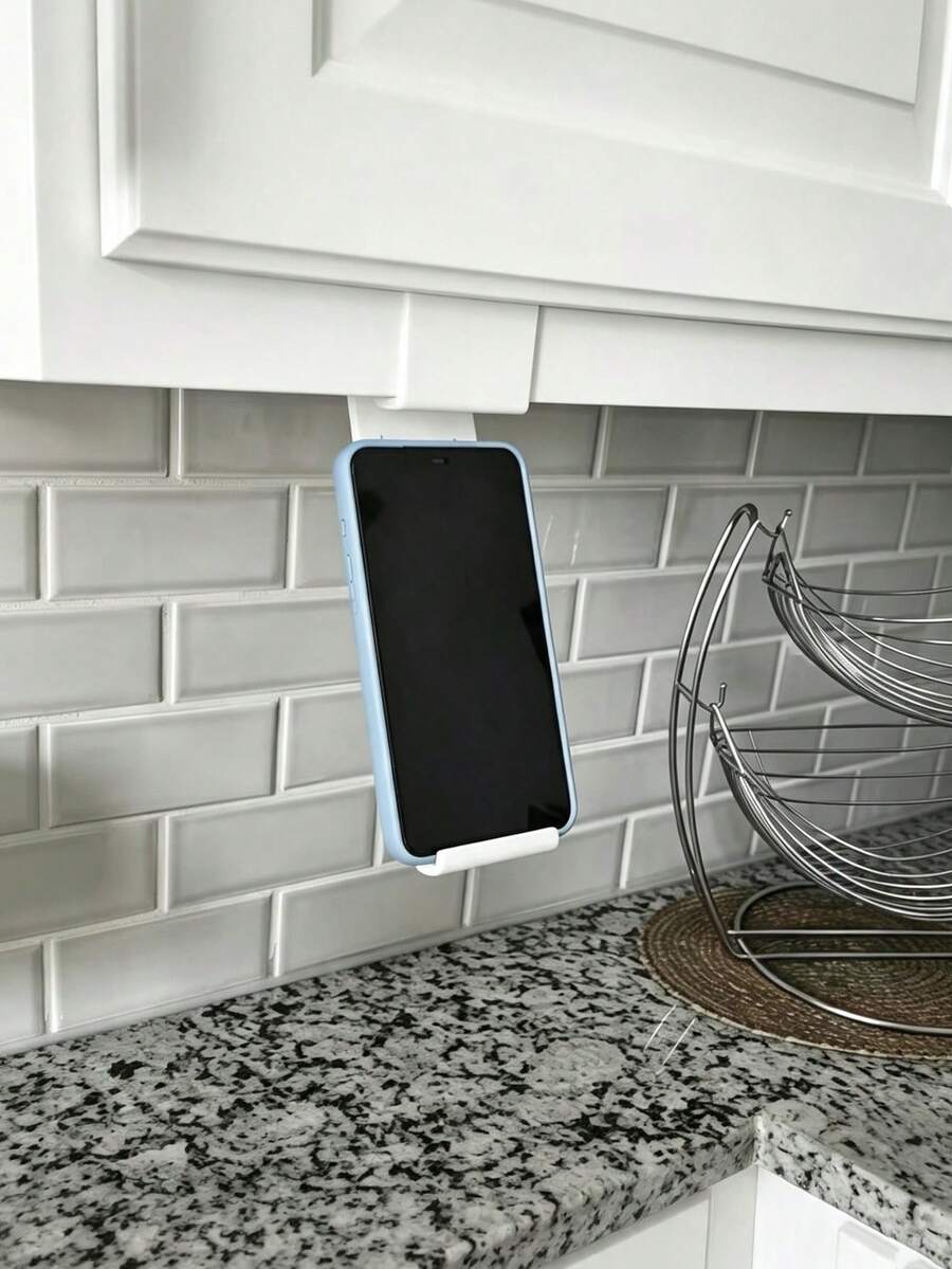1pc Under Cabinet Phone Holder, Compatible With 16-19mm Standard Cabinet Board, Suitable For Kitchen And Study Cabinets, Hands-Free For Watching Videos And Video Calls, Easy Installation Home Storage Shelf - Multiple Styles - View 1