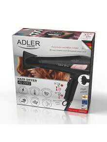 Adler مجفف شعر بسلك قابل للسحب، مجفف شعر أيوني مع موزع، مجفف هواء - 2400 واط، بكرة سلك، موزع مرفق - قابس اتحاد أوروبي نوع E (220 إلى 240 فولت) - مشاهدة 11