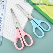 Stainless Steel Round Tip Scissors With Protective Cover, Pink, Purple And Light Blue Portable Multi-Function Scissors, Ergonomic Design, Suitable For Office, School, Home And Craft Projects, Can Cut Fabric, Paper And Metal Wire - Multicolor - View 6
