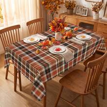 1pc Autumn Plaid Print Rectangular Tablecloth, Suitable For Holiday, Party, Birthday, Dinner, Restaurant Table Decor, Thanksgiving Home Autumn/Winter Decoration - A - View 1
