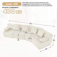 Sofa Beige Made Of Corduroy For Living Room And Lounge - 米色 4 人座 - 查看 6