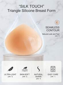 ANGDIE 1 Pair Silicone Triangle Breast Prosthesis, Artificial Silicone Breast Pads, Women's Post-Mastectomy Silicone Breast Prosthesis, 1 Pair - Khaki - View 4