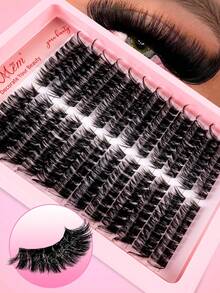 192 Pcs Fluffy Thick Cluster False Lashes, 100D D‑Curl Individual Lashes, 10‑18mm Lightweight Thin Lash Clusters, For Daily, Home, Party, Music Festival, Halloween & Christmas Makeup,Fake Lashes,Cat Eye Lashes,Style Left & Right Eye Lash Clusters - D - View 7