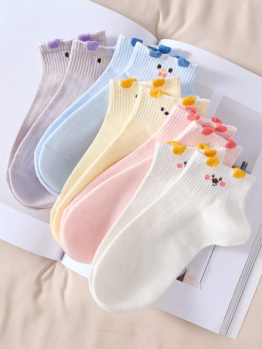 5 Pairs Women's Short Socks, Cute Cartoon Sailor Style, Versatile Comfortable Breathable Non-Slip - Multicolor - View 1