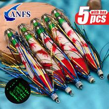 ANFS 5pcs Shrimp JIg, Horizontal Egi Squid Jig Set, Shrimp Lure For Saltwater Octopus Cuttlefish Sea Fishing - Multicolor - View 4