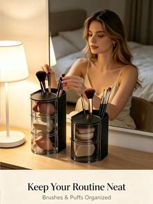 2/1pc Multifunctional Rotating Desktop Storage Box, Rotating Multi-Layer Transparent Hair Accessory Storage Box, Children's Room Rotating Desktop Storage Box, Hair Clip Storage Box, Multiple Hair Accessory Storage Box, Best Birthday Gift Makeup Brush Holder Makeup Organizer - Multicolor - View 1