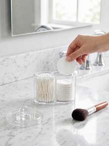 Q-Tip Holder For Bathroom – With Gold Lid,Premium Vanity Organizer Canister With Dustproof Lid For Swabs, Balls And Pads, Countertop Storage Container,Makeup Organizer,Room Décor - View 10