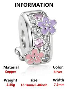 1pc Fashion Charming Minimalist Niche Design Positioning Buckle Series Petal, Butterfly, Star Moon, Demon Eye Bead Charm Creative Daily Versatile DIY Bracelet Necklace Gift - Silver - View 15