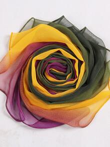 1pc Spring/Autumn Chiffon Gradient Scarf Shawl, Lightweight Versatile Thin Long Rectangular Wrap For Women's Square Dancing - Purple Yellow Green - View 2